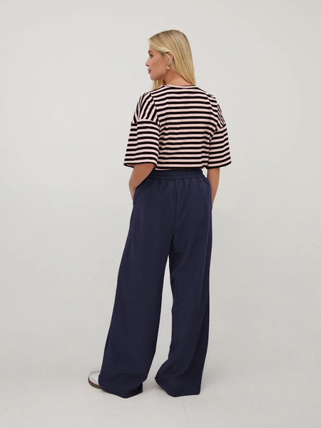 Fika - Ebba Satin Wide Leg Trouser - Navy