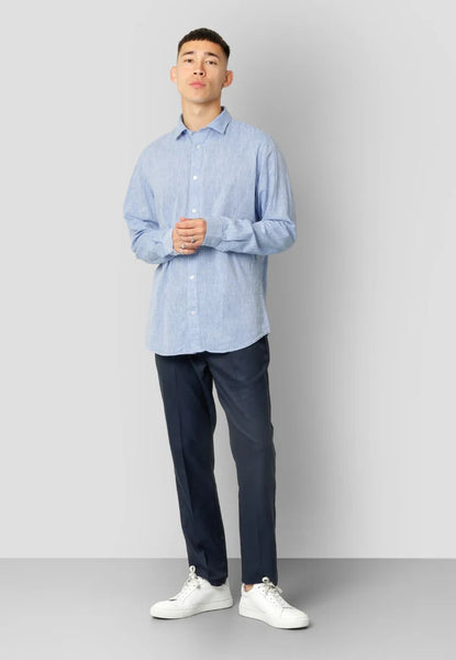 Clean Cut Copenhagen Jamie Cotton Linen  L/S Shirt - Blue Melange