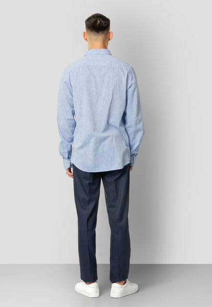 Clean Cut Copenhagen Jamie Cotton Linen  L/S Shirt - Blue Melange