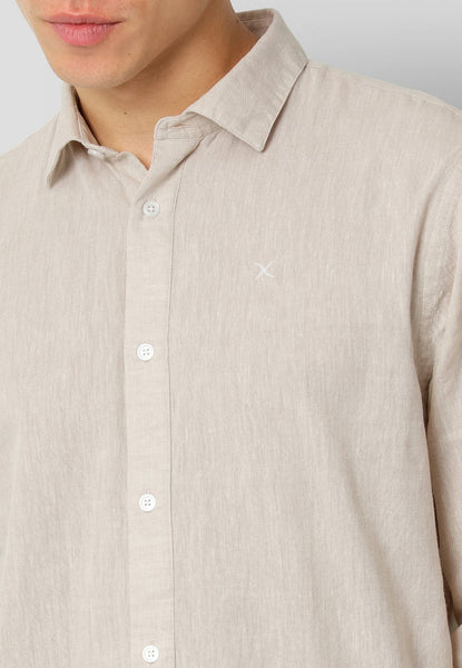Clean Cut Copenhagen Jamie Cotton Linen  L/S Shirt - Sand Melange