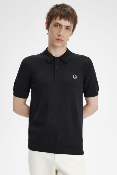 Fred Perry Classic Knitted Polo Shirt - Black