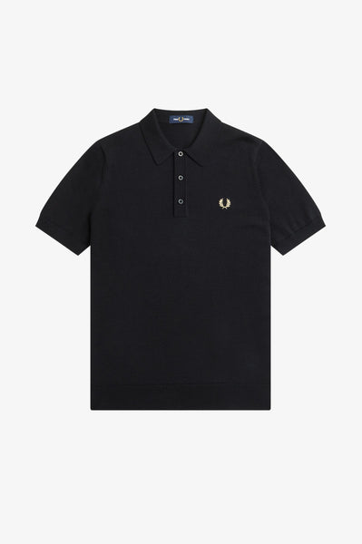 Fred Perry Classic Knitted Polo Shirt - Black