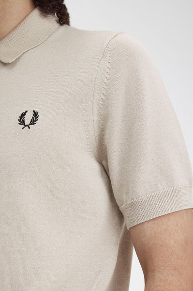 Fred Perry Classic Knitted Polo Shirt - Dark Oatmeal