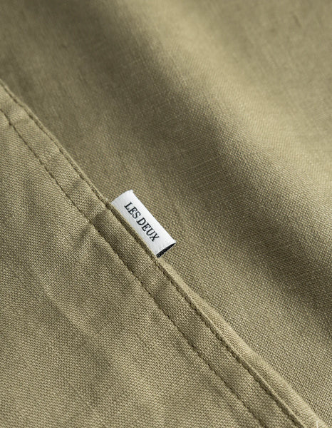 Les Deux Kris S/S Linen Shirt - Surplus Green