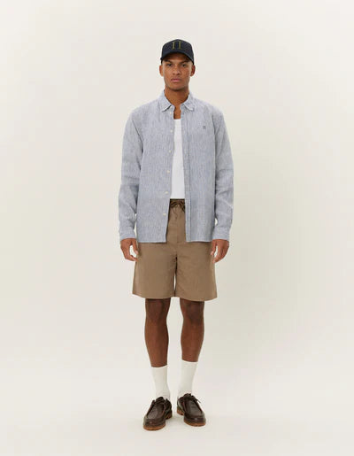 Les Deux Kristian Linen Shirt - Light Ivory/Blueprint