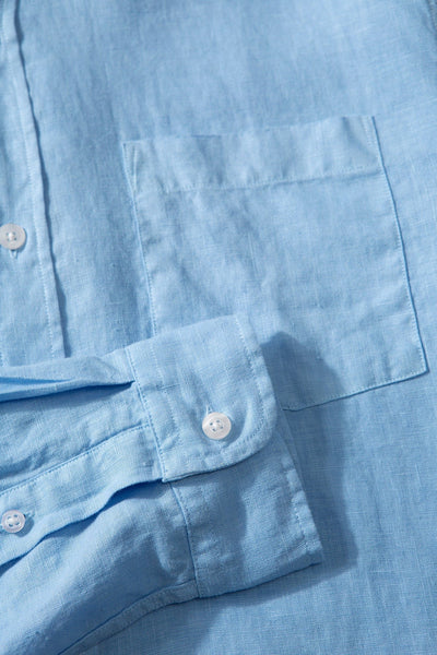 Edmmond Studios L/S Linen Shirt - Light Blue