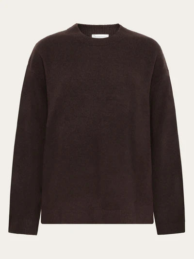 Knowledge Cotton Apparel RWS Lambswool Crew Sweater - Chocolate Torte