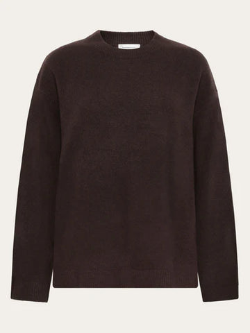 Knowledge Cotton Apparel RWS Lambswool Crew Sweater - Chocolate Torte