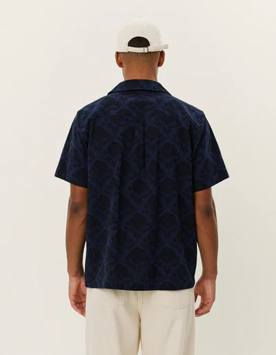 Les Deux Lesley Flower AOP S/S Shirt - Dark Navy