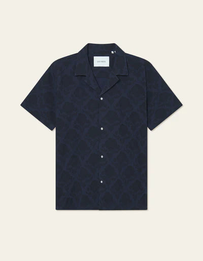 Les Deux Lesley Flower AOP S/S Shirt - Dark Navy