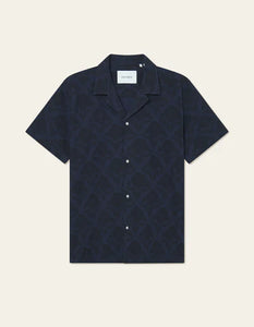 Les Deux Lesley Flower AOP S/S Shirt - Dark Navy