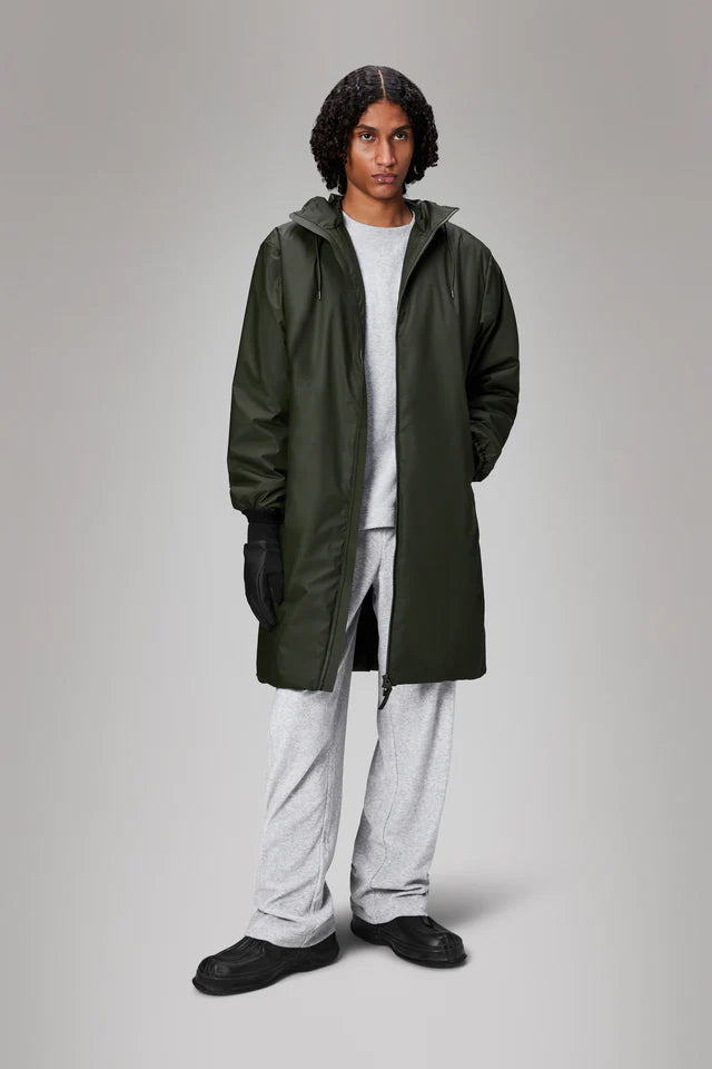 Rains Lohja Longer Insulated Jacket Green Badger Clothing