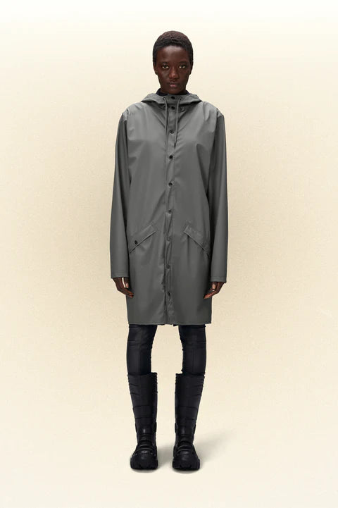Rains Long Jacket Grey Badger Clothing