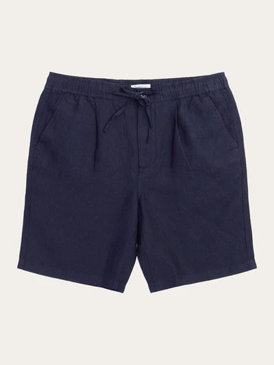 Knowledge Cotton FIG Loose Linen Shorts - Total Eclipse