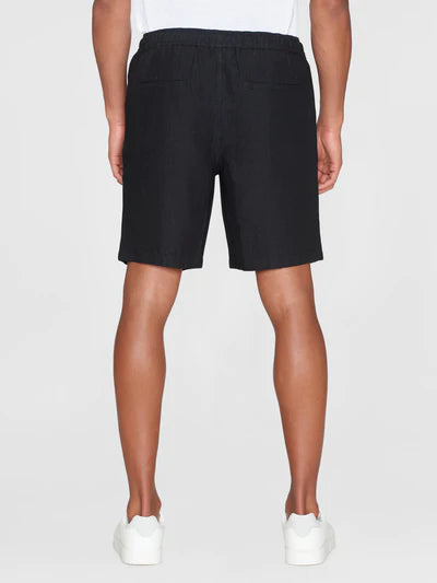Knowledge Cotton FIG Loose Linen Shorts - Black Jet