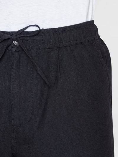 Knowledge Cotton FIG Loose Linen Shorts - Black Jet