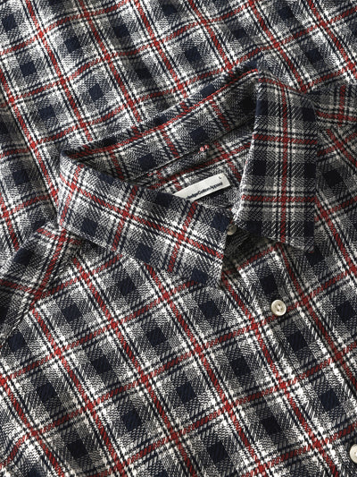 Knowledge Cotton Apparel Loose Checked L/S Shirt - Navy