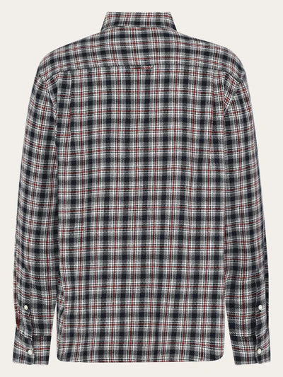 Knowledge Cotton Apparel Loose Checked L/S Shirt - Navy