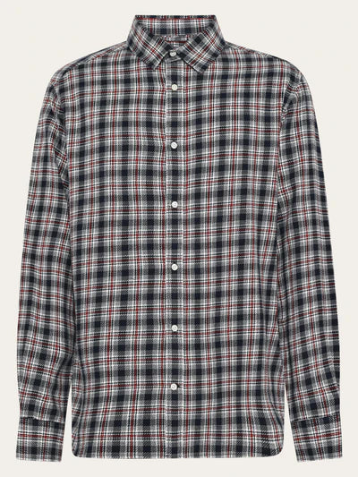 Knowledge Cotton Apparel Loose Checked L/S Shirt - Navy