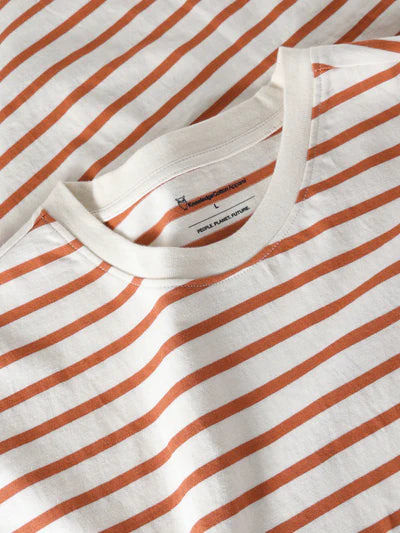 Knowledge Cotton Apparel Loose Striped Tee - Red Stripe