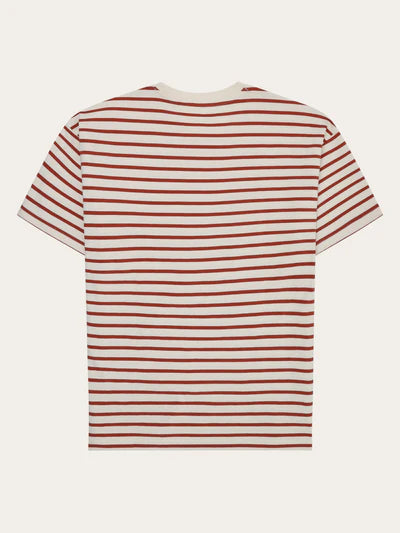 Knowledge Cotton Apparel Loose Striped Tee - Red Stripe