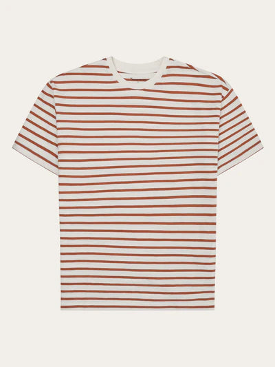 Knowledge Cotton Apparel Loose Striped Tee - Red Stripe