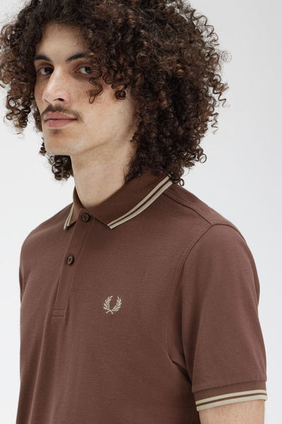 Fred Perry Twin Tipped Polo Shirt - Carrington Brick/Warm Grey