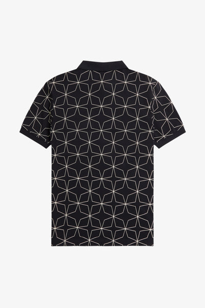 Fred Perry Geometric Polo Shirt - Black
