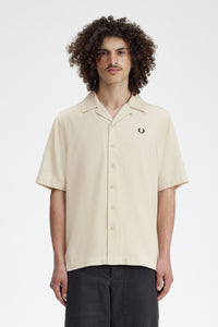 Fred Perry Pique Texture Revere Collar Shirt - Oatmeal