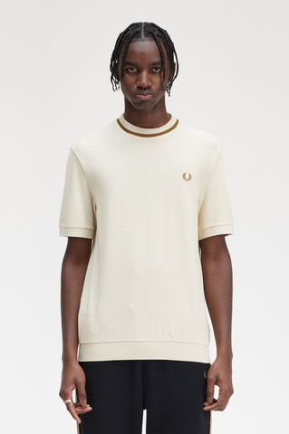 Fred Perry Crew Neck Pique Tee - Oatmeal