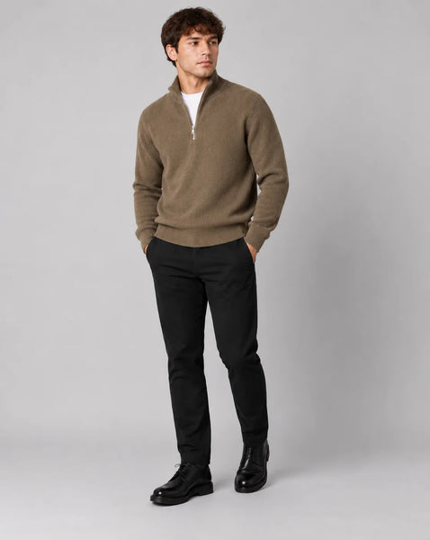 Clean Cut Copenhagen Mario 1/2 Zip Knit - Brindle Beige