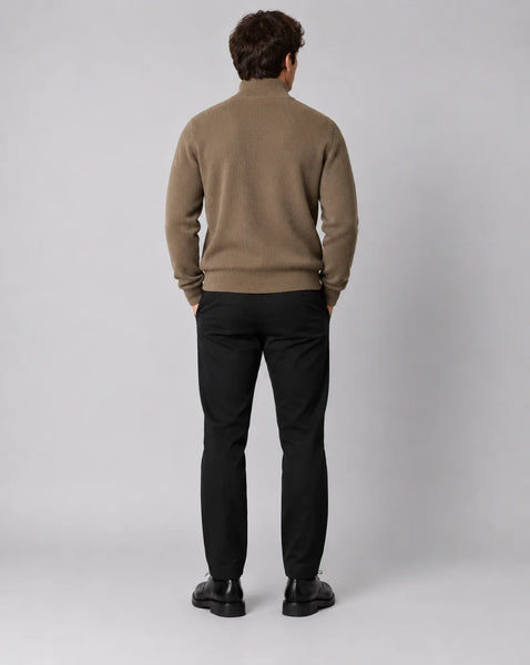 Clean Cut Copenhagen Mario 1/2 Zip Knit - Brindle Beige