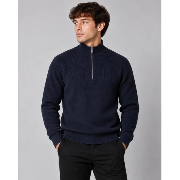 Clean Cut Copenhagen Mario 1/2 Zip Knit - Navy