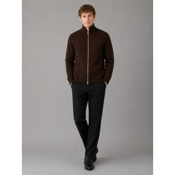 Clean Cut Copenhagen Mario Zip Cardigan - Dark Brown