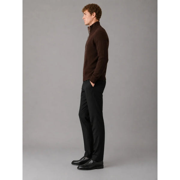 Clean Cut Copenhagen Mario Zip Cardigan - Dark Brown