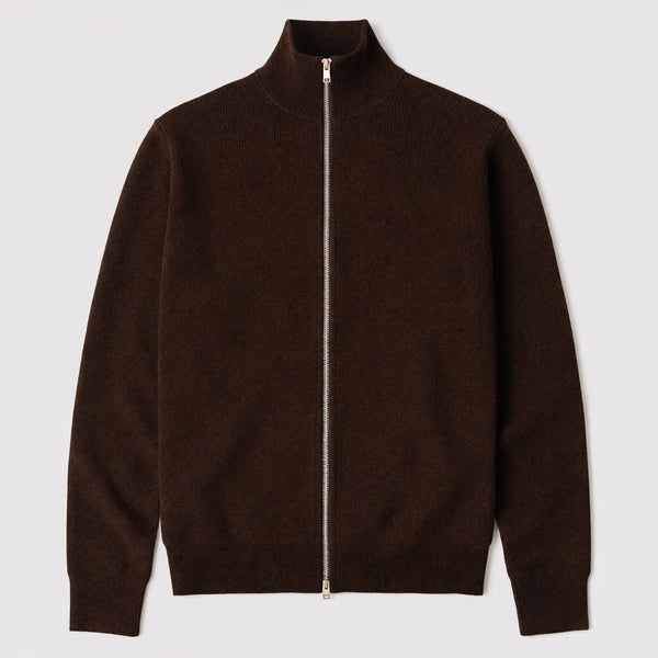 Clean Cut Copenhagen Mario Zip Cardigan - Dark Brown