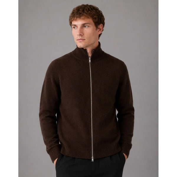 Clean Cut Copenhagen Mario Zip Cardigan - Dark Brown