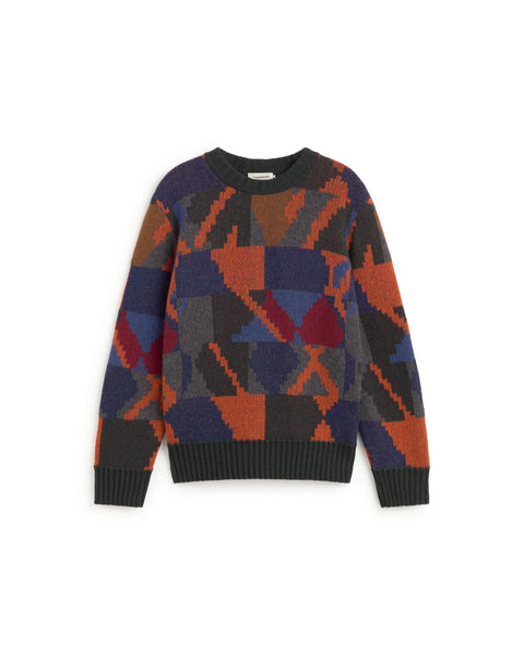 Thinking Mu Matgi Pixel Wool Sweater - Navy/Multi