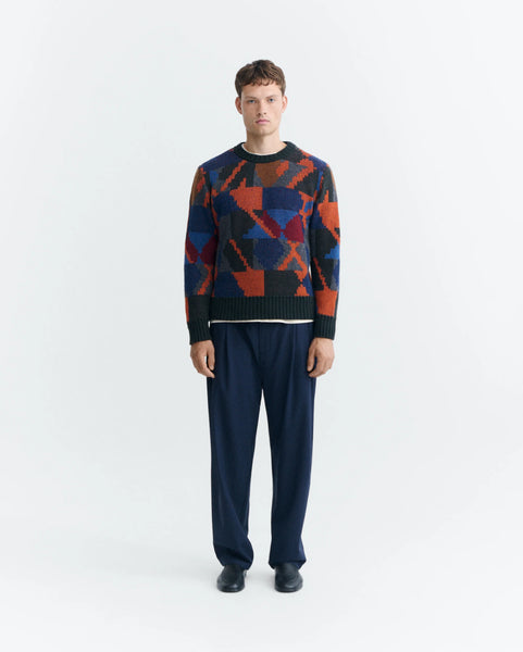 Thinking Mu Matgi Pixel Wool Sweater - Navy/Multi