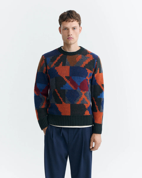 Thinking Mu Matgi Pixel Wool Sweater - Navy/Multi