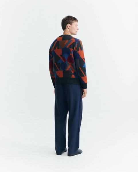 Thinking Mu Matgi Pixel Wool Sweater - Navy/Multi