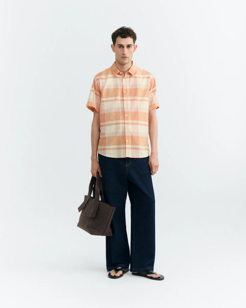 Thinking Mu Tom Orange Plaid Shirt - Multi
