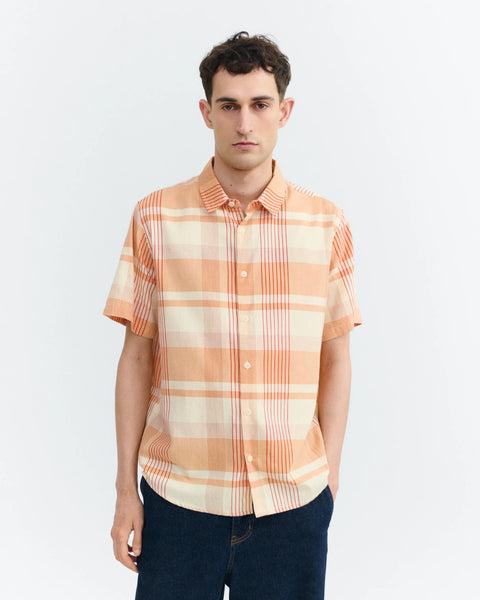 Thinking Mu Tom Orange Plaid Shirt - Multi