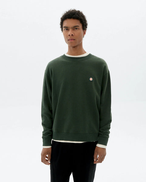 Thinking Mu Sol Contrast Leon Sweatshirt - Bottle Green