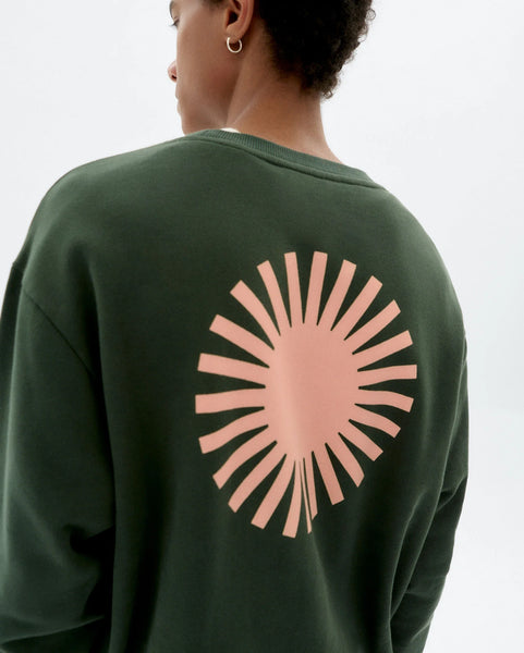 Thinking Mu Sol Contrast Leon Sweatshirt - Bottle Green