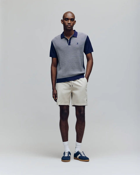 Psycho Bunny Kenny Striped Knit Polo - Evening Blue
