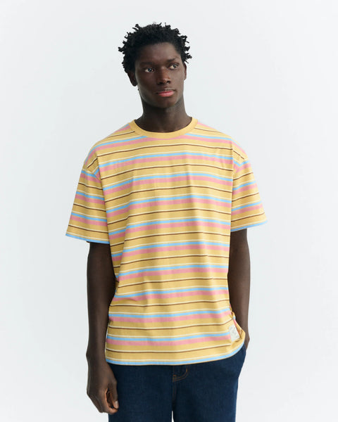 Thinking Mu Aaron Funky Stripes Tee - Sahara Sun