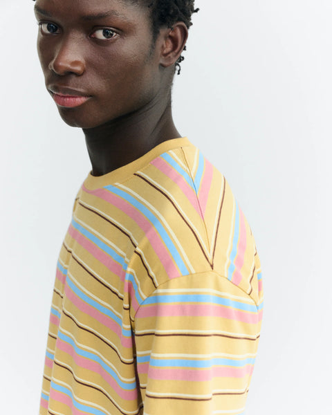 Thinking Mu Aaron Funky Stripes Tee - Sahara Sun