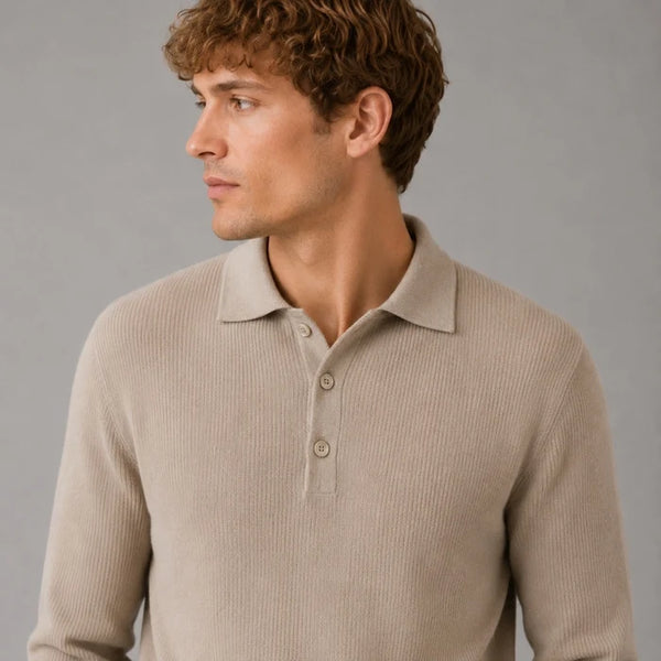 Clean Cut Copenhagen L/S Mario Polo Knit - Brindle Beige