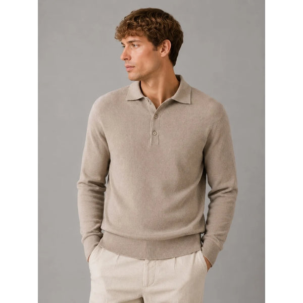 Clean Cut Copenhagen L/S Mario Polo Knit - Brindle Beige